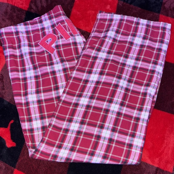 HTF PINK VICTORIAS SECRET RED PLAID FLANNEL PANTS - Picture 11 of 12